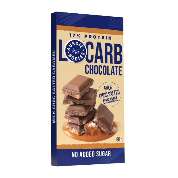 Milk Choc Salted Caramel Lo Carb Chocolate Block Aussie Bodies