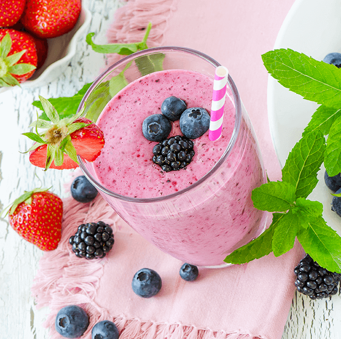 Mixed berry protein smoothie to kick start your morning